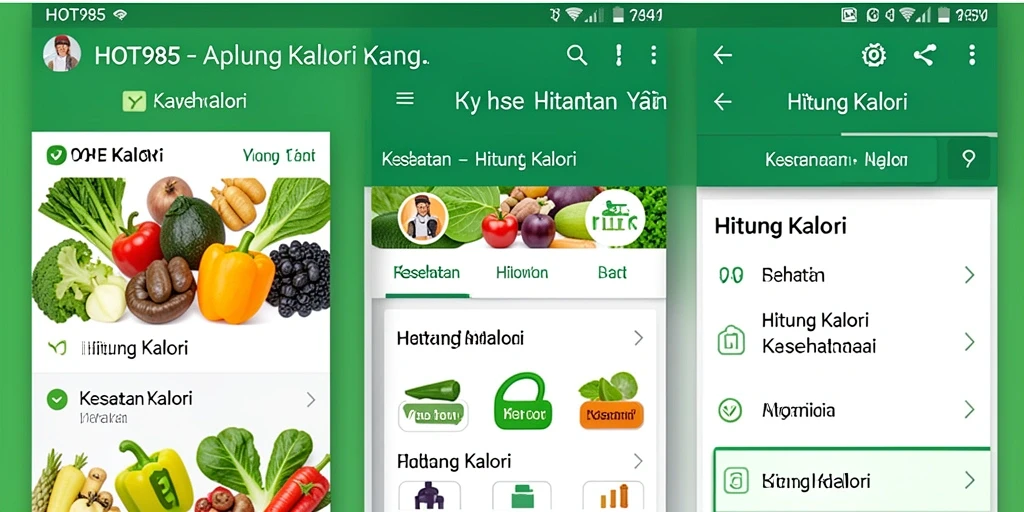 Tampilan antarmuka HOT985 yang ramah pengguna untuk menghitung kalori.