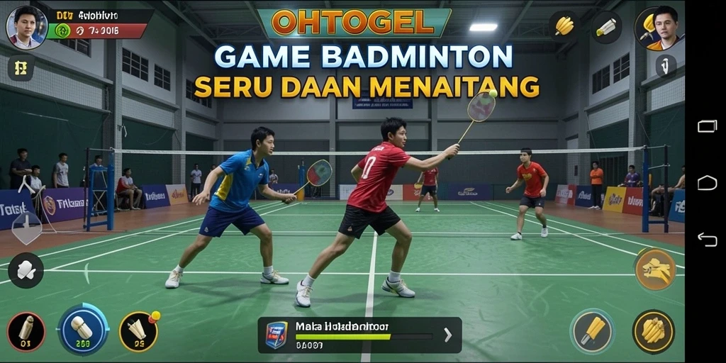 Tampilan antarmuka OHTOGEL yang menampilkan pertandingan badminton yang seru.