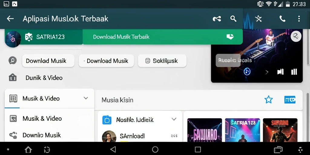 Antarmuka SATRIA123 yang menarik untuk Download Musik.