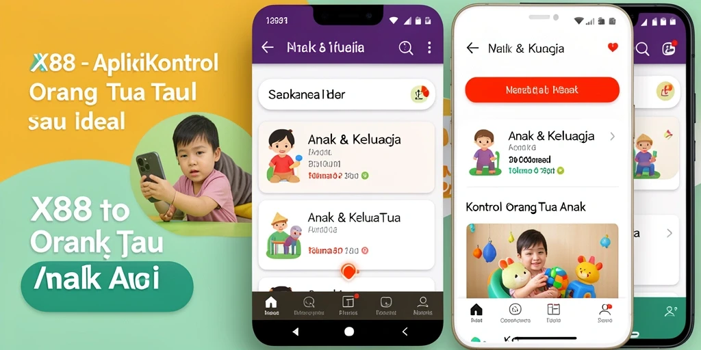 Screenshot utama X88 menampilkan antarmuka kontrol orang tua yang intuitif.