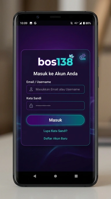 Tampilan halaman login bos138